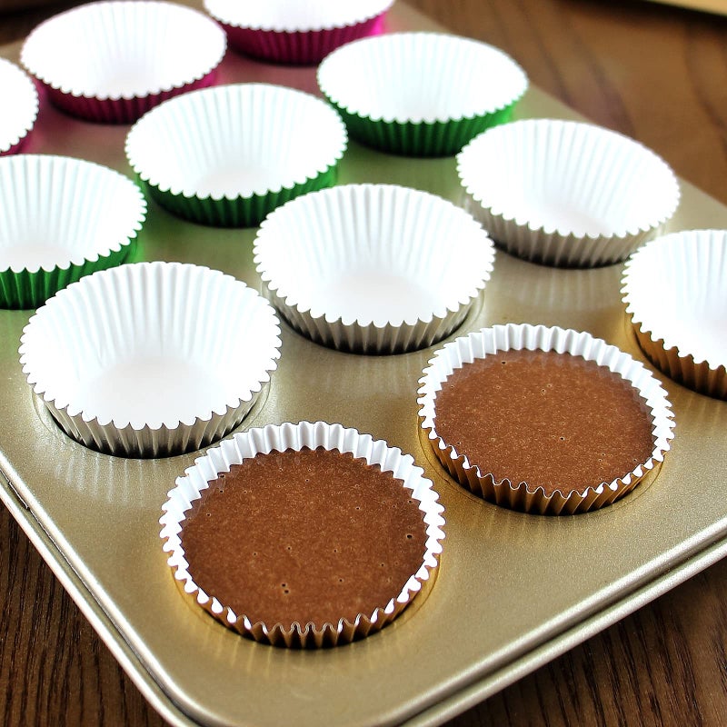 Eoonfirst Mini Foil Cupcake Liners Thanksgiving Muffin Paper Baking Cups 300 Pcs (Pink) - Image 5